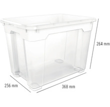 Cutie de depozitare din plastic cu dimensiunile 368 mm x 256 mm x 264 mm