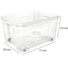 Cutie de depozitare din plastic cu capac și role, dimensiuni 771 x 580 x 425 milimetri