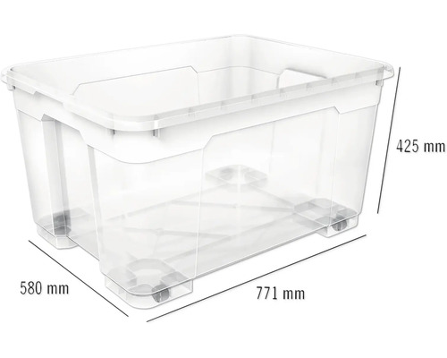 Cutie de depozitare din plastic cu capac și role, dimensiuni 771 x 580 x 425 milimetri