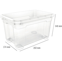 Cutie de depozitare din plastic cu dimensiunile de 260 x 174 x 148 milimetri