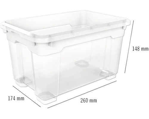 Cutie de depozitare din plastic cu dimensiunile de 260 x 174 x 148 milimetri