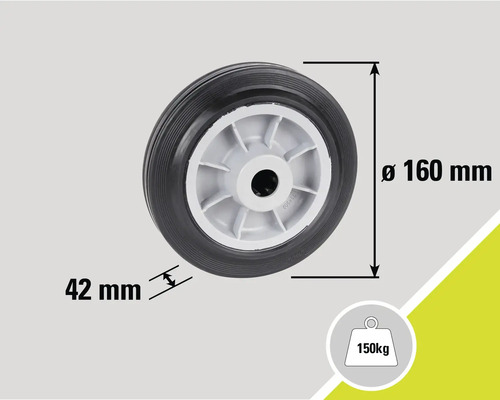 Roată cu diametrul de 160 milimetri și o capacitate portantă de 150 kilograme