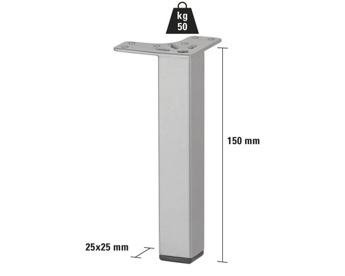 Picior de mobilier, 150 mm înălțime, capacitate portantă 50 kg