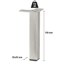 Picior de mobilier metalic, 150 mm înălțime, suportă până la 50 kg