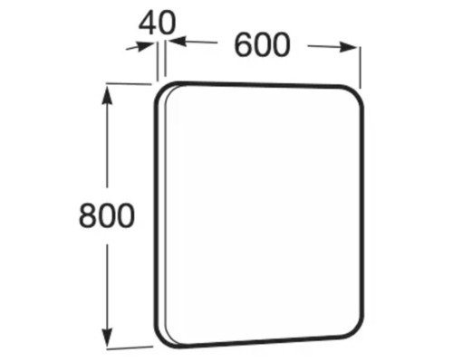 Desen tehnic al unei oglinzi cu dimensiunile 600 x 800 mm