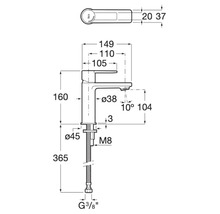 Desen tehnic al unui robinet cu dimensiuni