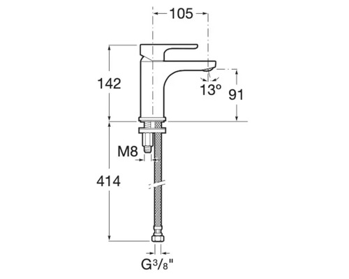 Desen tehnic al unui robinet cu dimensiuni