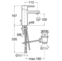Desen tehnic al unui robinet cu dimensiuni