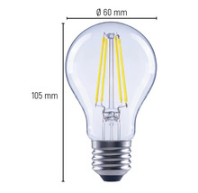 Bec LED cu dimensiunile de 60 mm diametru și 105 mm înălțime