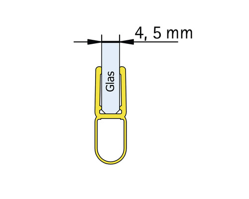 Reprezentare a unei garnituri pentru sticlă de 4,5 milimetri