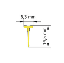 Desen tehnic al unui profil cu dimensiunile 6,3 mm și 14,5 mm