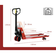 Dimensiunile transpaletului manual