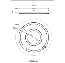 Desen tehnic al unei lămpi de tavan cu dimensiuni de 55, 45 și 25 centimetri în diametru.