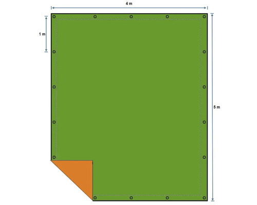 Prelată cu ochiuri, dimensiuni 4 metri pe 5 metri