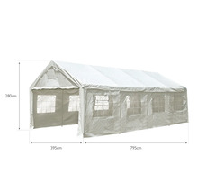 Cort alb pentru petreceri cu dimensiunile 280 x 395 x 795 cm.