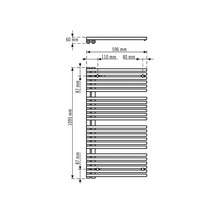 Desen dimensional radiator cu dimensiunile de 1095 pe 596 milimetri