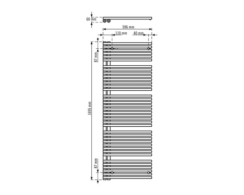 Desen tehnic al unui radiator cu dimensiuni