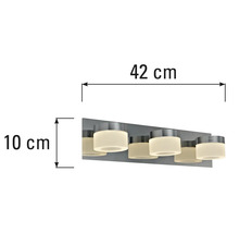 Lampa de baie cu șase becuri și dimensiuni
