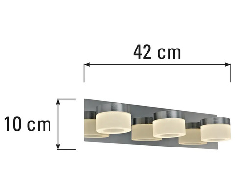 Lampa de baie cu șase becuri și dimensiuni