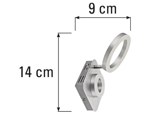 Dimensiunile unei lămpi de perete: 14 cm înălțime și 9 cm lățime.