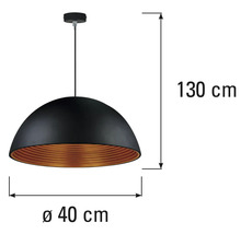 Lumină suspendată, diametru 40 centimetri, înălțime 130 centimetri