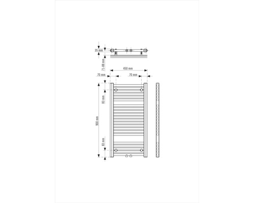Desen tehnic al unui radiator de prosoape cu dimensiuni