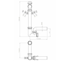 Desen tehnic al unui sifon cu indicații dimensionale