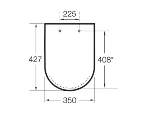 Desen tehnic al unui capac de toaletă cu dimensiuni