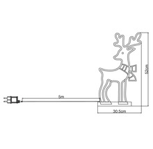 Dimensiunile unui decor de Crăciun ren cu cablu de alimentare și ștecher