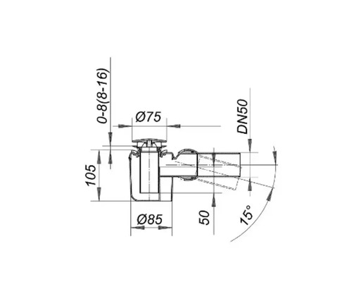 Desen tehnic cu dimensiunile unei rigole de pardoseală