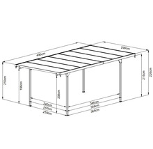 Desen tehnic al unui carport cu dimensiuni