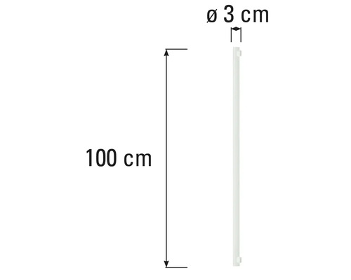 Profil lateral calorifer cu dimensiunile de 100 cm lungime și 3 cm diametru