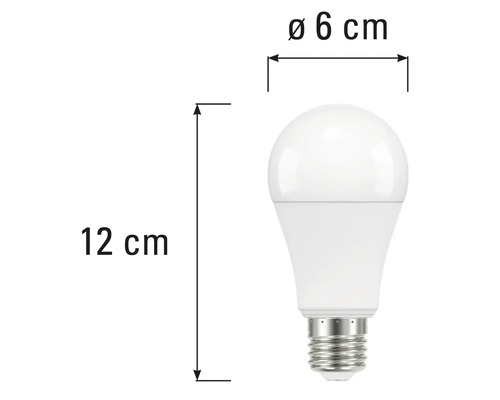 Imagine cu un bec LED cu dimensiunile de 12 centimetri lungime și 6 centimetri diametru