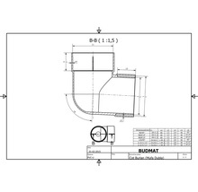 Desen tehnic al unei curbe de țeavă cu dimensiuni și specificații