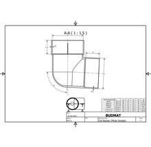 Desen tehnic al unui cot Budmat (mufă simplă) cu dimensiuni
