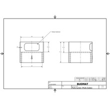 Desen tehnic al unei mufe duble de la Budmat cu dimensiuni