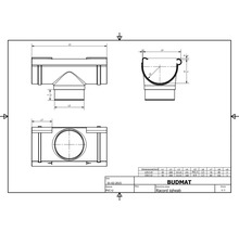 Desen tehnic al unei piese de jgheab cu dimensiuni