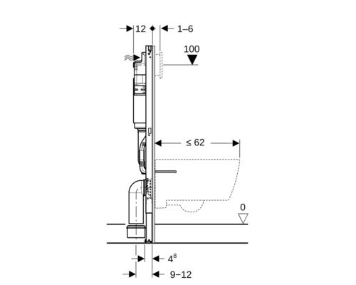 Desen tehnic al unui sistem sanitar cu dimensiuni