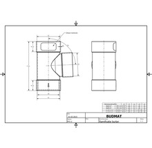 Desen tehnic cu dimensiunile unei ramificații de burlan