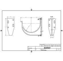 Desen tehnic al unui suport pentru jgheab cu dimensiuni specificate