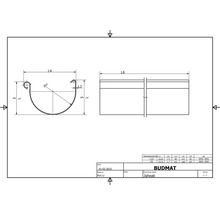 Desen tehnic al unui jgheab cu dimensiuni