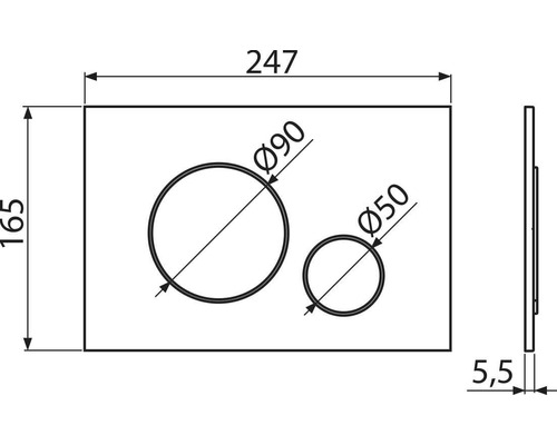 Desen tehnic al unui panou de operare cu dimensiuni