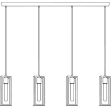 Lumină suspendată cu patru lămpi de formă dreptunghiulară