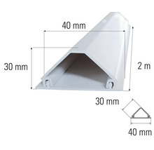 Profil alb pentru canal de cablu cu dimensiunile de 40 mm x 30 mm x 2 m.