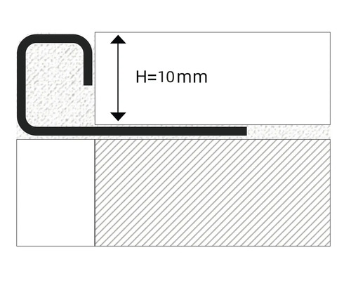 Reprezentarea unui profil de margine de scară cu o înălțime de 10 mm.