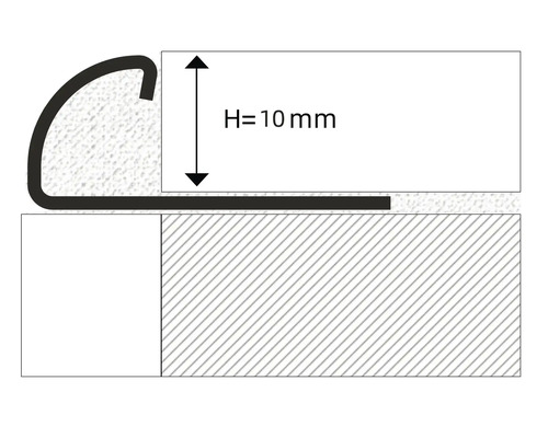 Desen de profil al unui profil de tranziție cu o înălțime de 10 milimetri