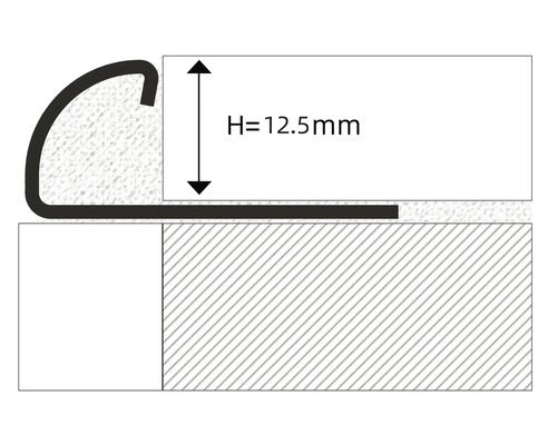 Ilustrație a unui profil de margine de treaptă cu o înălțime de 12,5 mm.