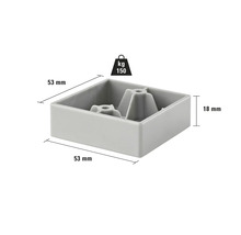 Glisor pentru picioare de mobilier din plastic, suportă până la 150 de kilograme, cu dimensiunile 53 x 53 x 18 milimetri