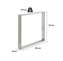 Cadru de masă metalic, dimensiuni 800 x 722 mm, set de două bucăți, capacitate portantă 300 kg
