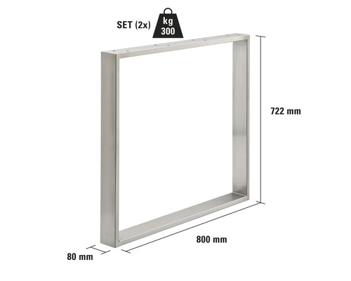 Cadru de masă metalic, dimensiuni 800 x 722 mm, set de două bucăți, capacitate portantă 300 kg
